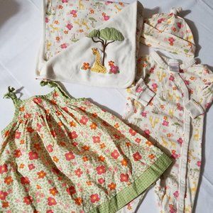 Gymboree Vintage Jungle Safari Blanket, 3-6 month sleeper, hat, 3-6 Outlet dress